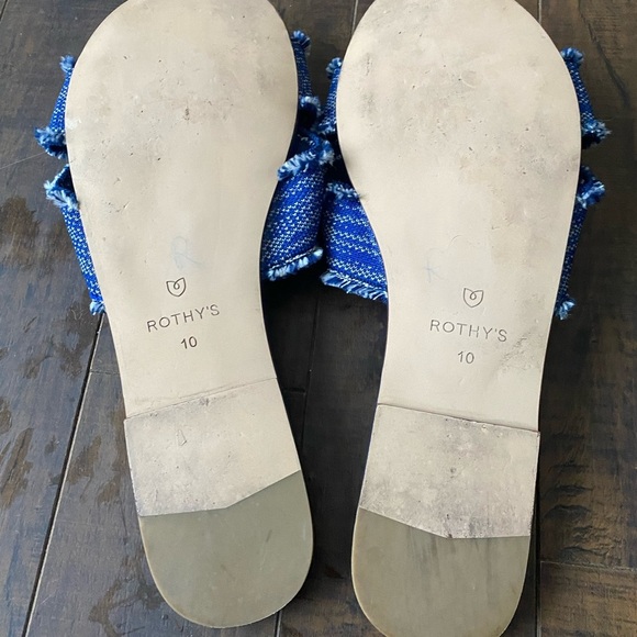 Rothy’s The Knot Denim blue Frayed slide sandals - Picture 8 of 12